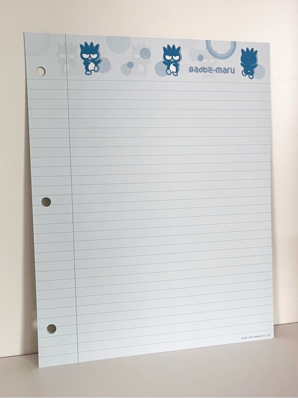 Badtz Maru 2005 loose leaf lined paper